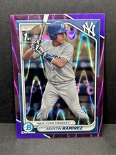 AGUSTIN RAMIREZ 2024 BOWMAN CHROME 1ST PURPLE RAYWAVE YANKEES /250