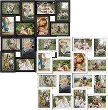 Stylish 16-Slot Collage Picture Frame for 4x6 Family Photos - Black  White