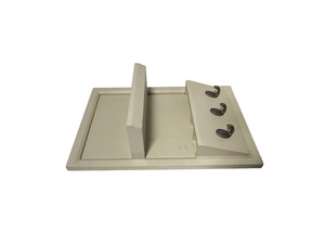 Two Pottery Barn wall mounted organization room decor storage white wood