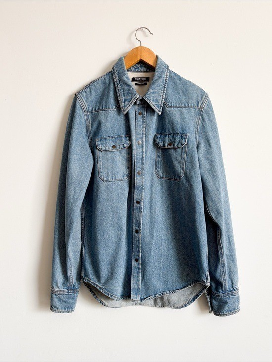 Calvin Klein 205W39NYC Denim Western Style Shirt in Blue Sz Small