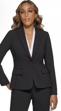 Calvin Klein Women's One Button Blazer Size 8 New With Tags Black