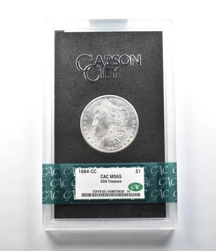 1884-CC Morgan Silver Dollar GSA Treasure MS65 CAC CACg *0868