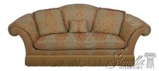 71654: BAKER Damask Upholstered Sofa w. Bullion Fringe