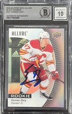 Connor Zary Signed 23-24 UD Allure #131 Black Rainbow RC BAS Autograph Grade 10