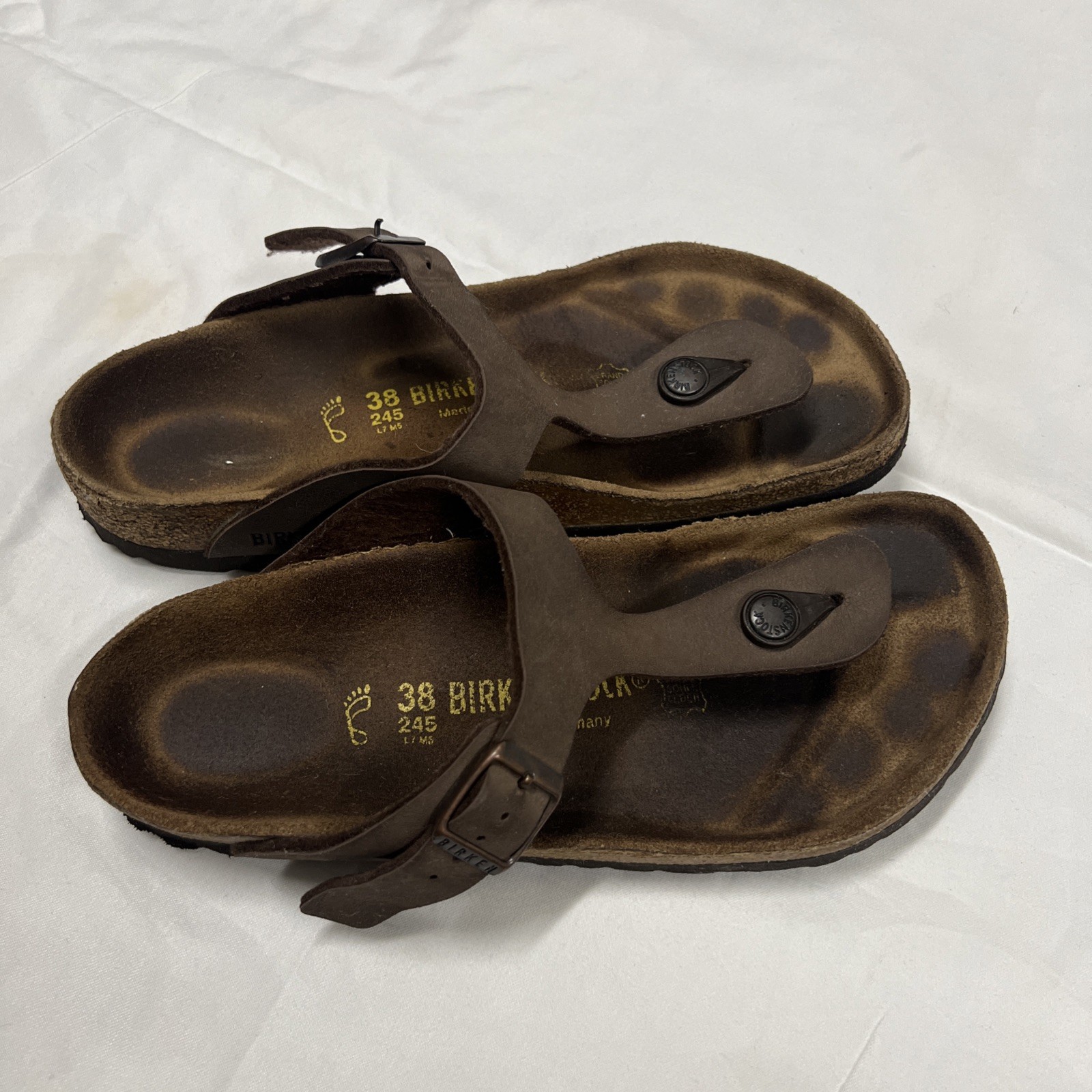 Women's Birkenstock Giza Sandals Size 38 Brown Leather Comfort Footbed