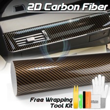 2d Carbon Fiber High Glossy Black Gold Vinyl Wrap Sticker Air Release Sheet Film