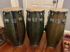 Gon Bops congas and Tumba set of 3 Green Color  Model It-4141 With Stand