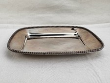 Kleines Rechteckiges Tablett Versilbert Kordelrand Vintage / Gebrauchsspuren