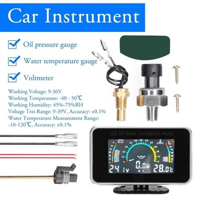 3 in 1 Digital Manometer für PKW LKW SUVs Wohnmobile Öldruck Spannung Temp