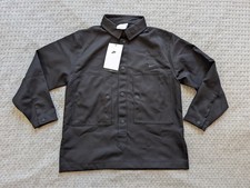 Nike Jacket Youth XS Black Chore Shacket Loose Fit Snap Front Swoosh FV8045-010