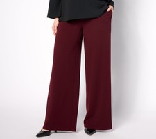 Dennis Basso Women's Pants Sz L Luxe Crepe Wide Leg Red A628188