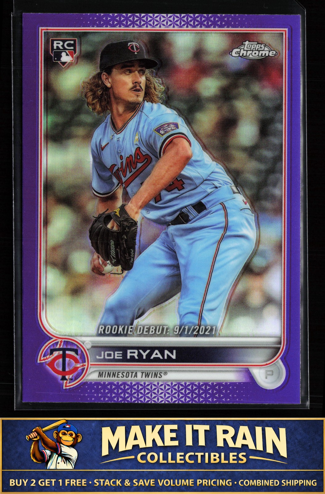 Joe Ryan 2022 Topps Chrome Update Purple Refractor #USC94 Minnesota Twins Rookie