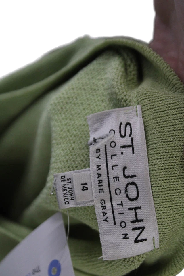 Cardigã suéter St. John Collection By Marie cinza feminino com zíper verde tamanho 14 - Imagem 4 de 4