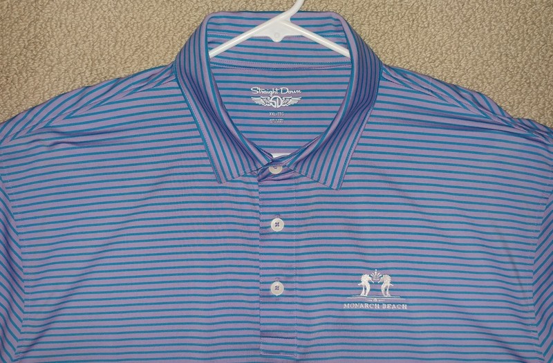STRAIGHT DOWN SD MENS 2XL XXL GRAY BLUE STRIPED SHORT SLEEVE POLO GOLF SHIRT