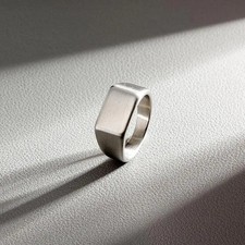 Signet Ring Frosted Smooth Stainless Steel Punk Rock Adjustable Band Men Jewelry