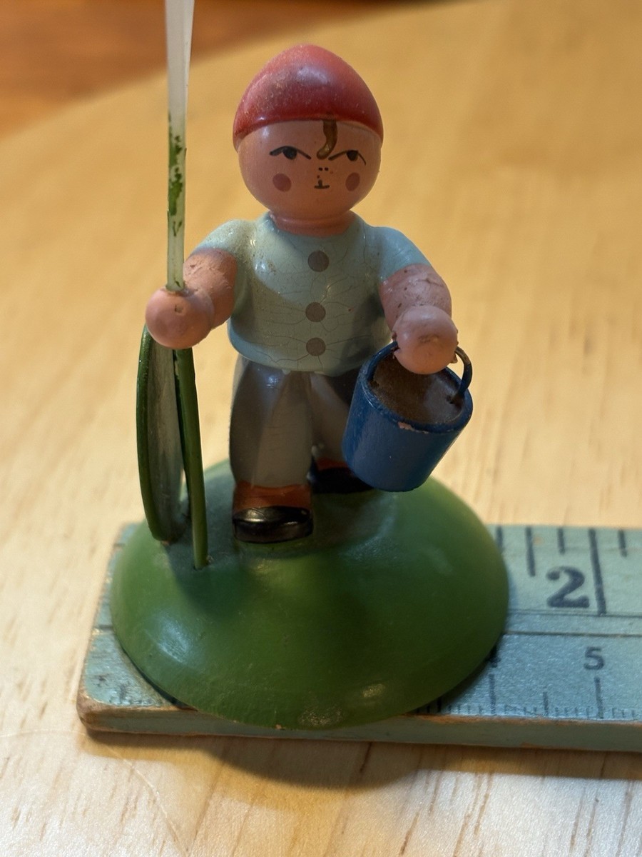 Vintage Erzgebirge Flower Child Boy W/Flowers, Bucket Place Card