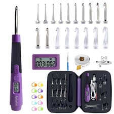 18 Size Counting Crochet Hook Set with Light & 2.0mm~14.0mm, 18 Purple-B 