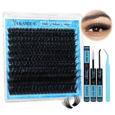 Lash Clusters Kit 200D Fluffier Volume Cluster Eyelash Extensions Kit 10-20mm DI