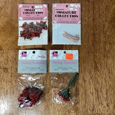Vintage Miniatures Christmas Crafts Mini Roses Decorations Assorted Lot