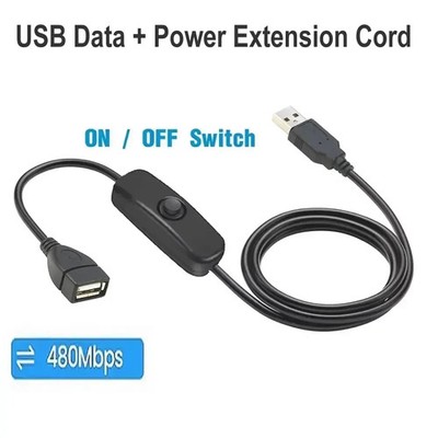 USB Verlängerungskabel mit Schalter 50cm 100cm 200cm Daten Strom
