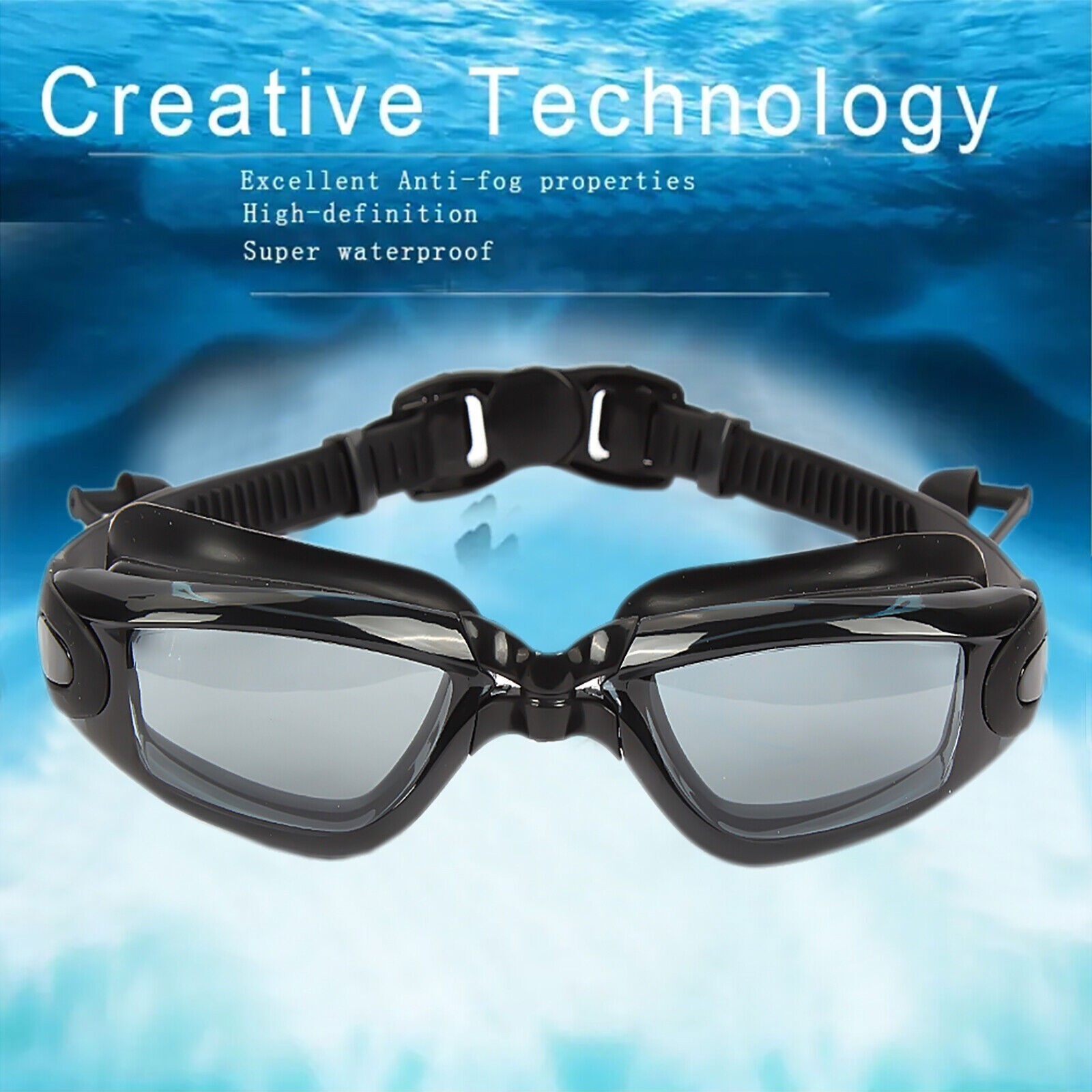 2PCS Clear Comfortable Swimming Goggles with UV- Anti-Fog Swim Glasses Ear Plug