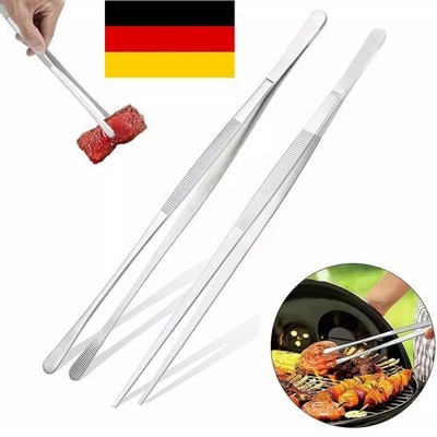 2x Kochpinzette 30cm groß Edelstahl Grill Fleisch Küchen Brat Pinzette Zange Neu