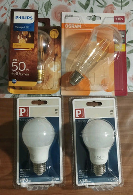 4 X LED Bernie E27 Phillips Vintage LED 8W = 50 W, Osram Edison und Paulmann  