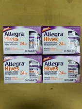 4 New Allegra Hives 180mg Antihistamine 24 HR - 30 Tablets Each Box Exp. 10/25+