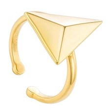 Ladies Ring Gold 750 Plated 18 Carat Pyramid Trend Adjustable R6038D