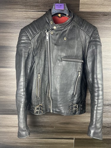VINTAGE 90s MASCOT LEATHER BIKER JACKET MEN'S SIZE 40 Small
