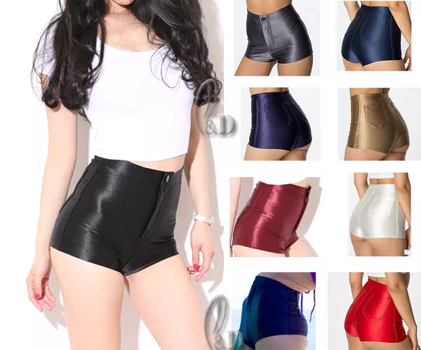 AU STOCK AMERICAN STYLE APPAREL METALLIC ROCKABILLY DISCO PANTS SHORTS P034