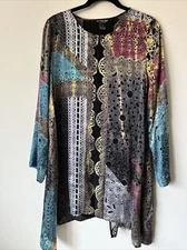 Beautiful Citron Santa Monica Open Front Cardigan Top Topper Size M Rayon Silk