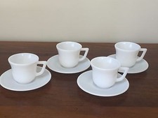 4 Hazel-Atlas 20th CENTURY LITTLE HOSTESS Child Milk Glass Cup  Saucer Sets 1 