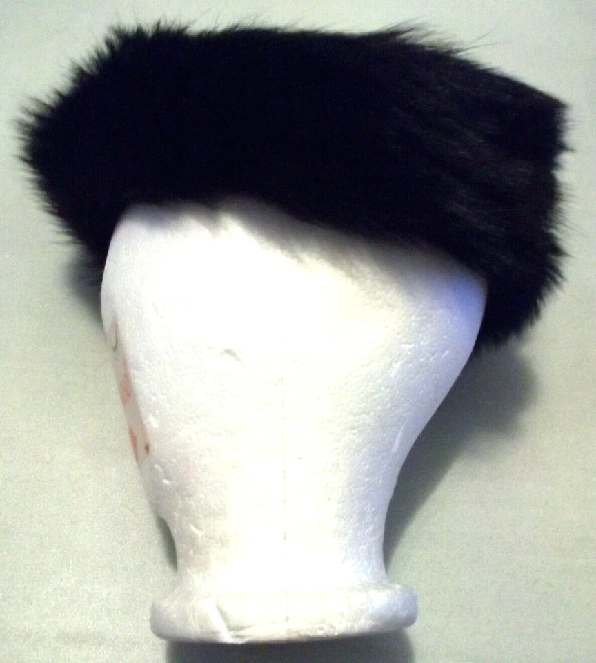 MINT Vintage Black 21" MARY CORENE New York FOX FUR? Satin Lined Pillbox HAT - Image 4 of 4