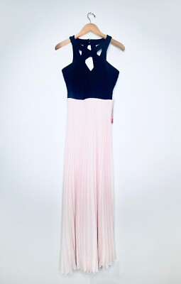 NWT Crystal Doll Juniors' Strapless Black Pink Maxi Gown MSRP $139 Size 5