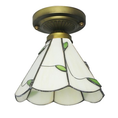 Tiffany Style Leaf Pattern Stained Glass Ceiling Light Loft Vintage Lamp Fixture