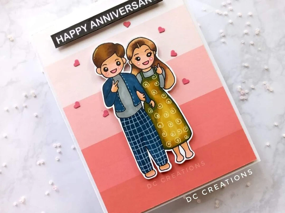 Stampin' UP! Handmade Card Anniversary Card Stamped Greeting Card with Envelope - Image 3 of 3