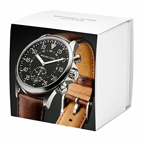 michael kors men's silvertone leather strap gage hybrid smart watch