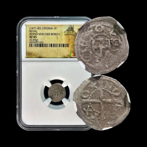 LIVONIA. 1471, Pfennig, Silver - NGC XF45 - Teutonic Order, Reval, Tallinn 026 - Picture 1 of 5