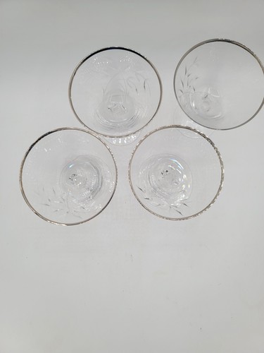 Fostoria Braut Belle Martini geätzter Kristall Platinrand 4,75" 4er Set - Bild 2 von 12