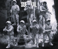 Zombie Outbreak Militia Group 7-Pk Proxy 3D Printed Models