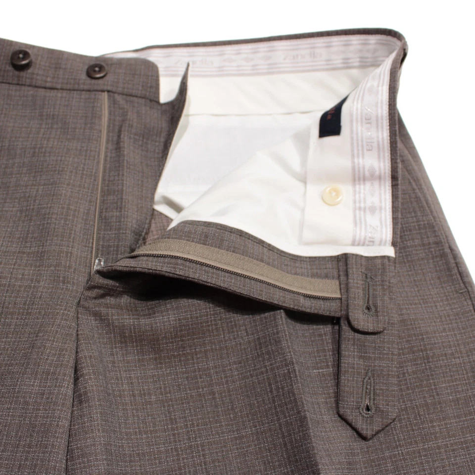 Pantalones de vestir Zanella nuevos con etiquetas talla 34 US Donnie en marrón melange 100 % lana Foto 3 de 4