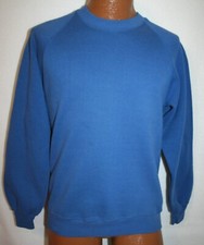 Vintage 80s JERZEES Blank 50/50 Blue Crew Neck Raglan SWEATSHIRT S Made In USA