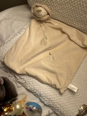 Angel Dear Tan Cream White Sleeping Lion Security Blanket Plush Baby Lovey 12''