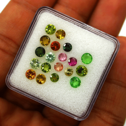 VVS 19 Pcs Natural Multi Tourmaline Top Quality 3.6mm-4.5mm Round Cut Gemstones - Picture 9 of 14