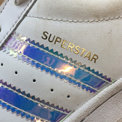 Adidas Shoes Womens 7 Superstar Sneakers White Round Iridescent Stripes  FX7565 | eBay