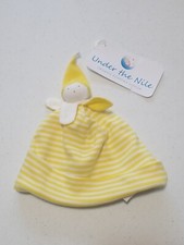 Under the Nile Organic Cotton Baby Hat Cap Yellow/White Stripes Size 3-6 Months