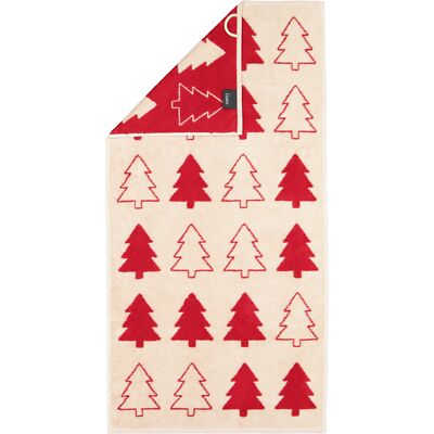 Cawö Handtücher Christmas Edition Tannenbäume 794 natur-rot - 32 Beige NEU & OVP
