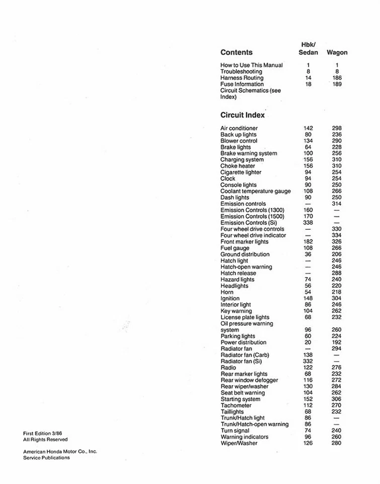 Honda Civic 1986 1987 manual de procedimiento de diagnóstico de solución de problemas eléctricos OEM Foto 2 de 4