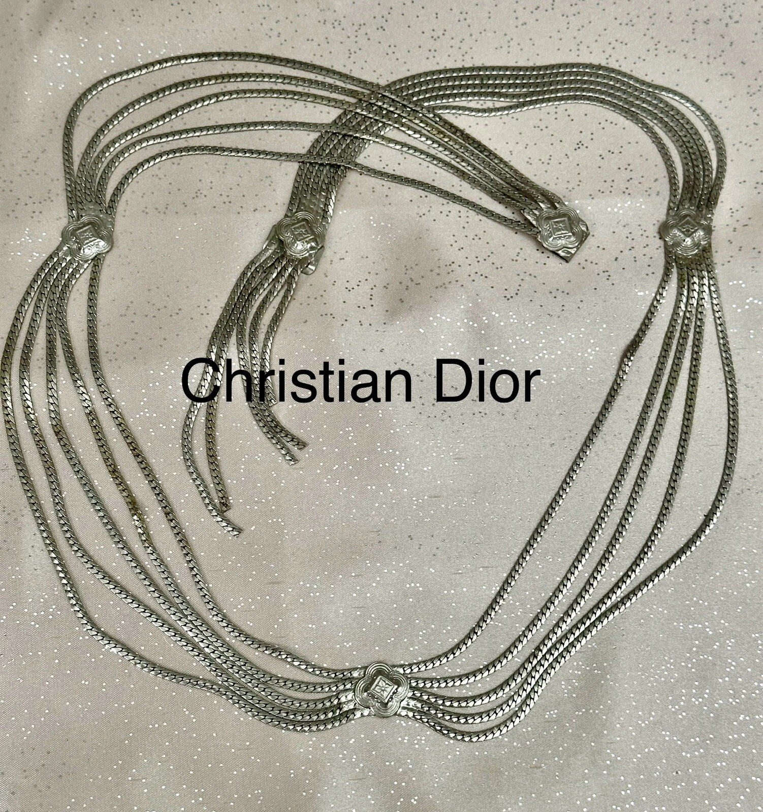 Collier ceinture vintage années 70 CHRISTIAN DIOR Swag ton argent signé